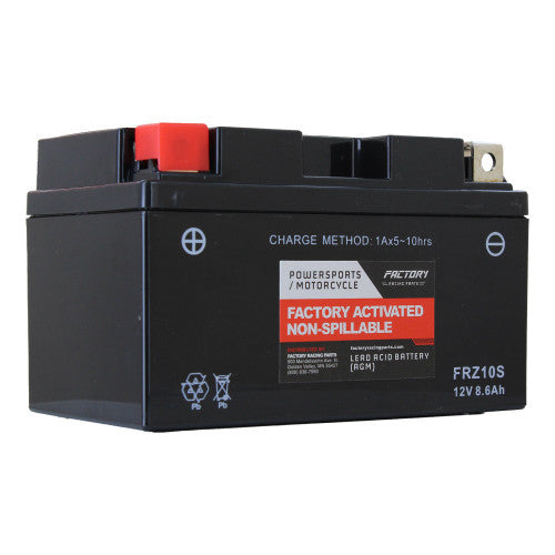 Factory Racing Parts AGM Battery FRZ10S For ATVs, Motorcycles, and Scooters YTZ10S, BTZ10S-0