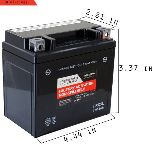 Factory Racing Parts AGM Battery FRX5L For ATVs, Motorcycles, and Scooters YTX5L-BS, BTX5L-BS-1