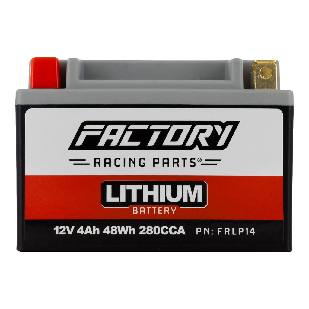 Factory Racing Parts Lithium Battery – 12V 280CCA 4Ah – YTX14, YTX14AH, YTX14H, YTZ10S, YTZ14S – Fits Most Motorcycles Scooters ATVs Snowmobiles UTVs