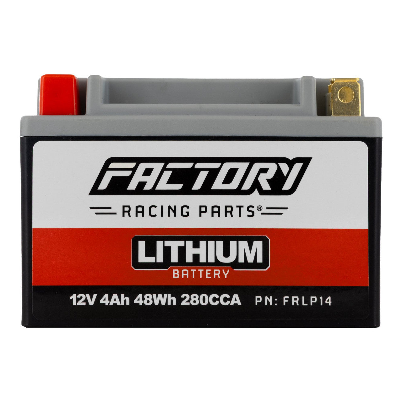 Factory Racing Parts Lithium Battery – 12V 280CCA 4Ah – YTX14, YTX14AH, YTX14H, YTZ10S, YTZ14S – Fits Most Motorcycles Scooters ATVs Snowmobiles UTVs