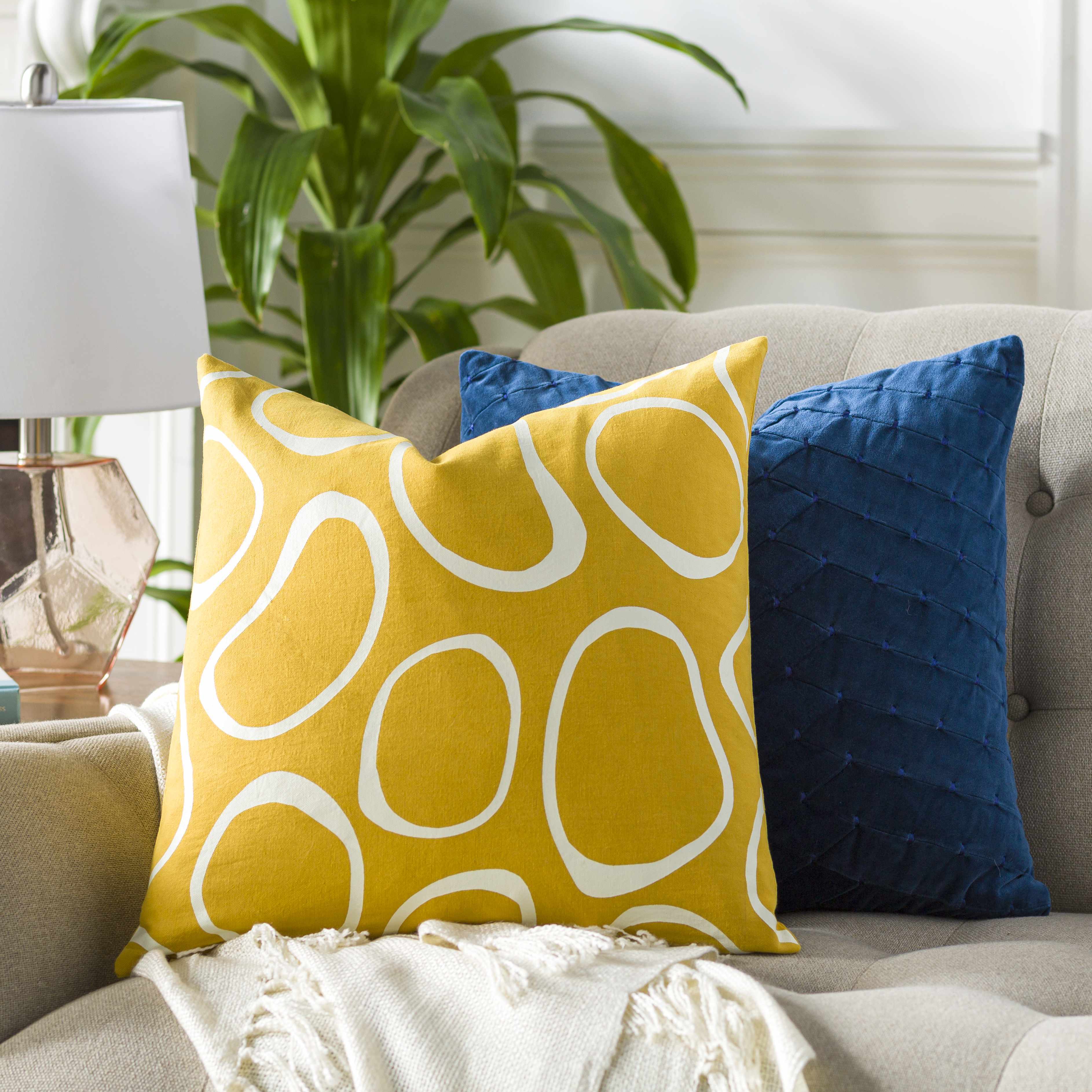 Guyong Abstract Yellow Pebbles Accent Pillow - Clearance-2