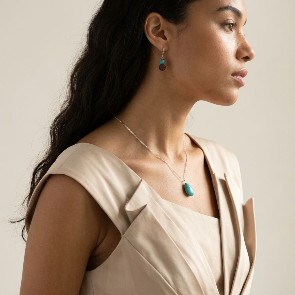 Turquoise Necklace & Earrings Set-1