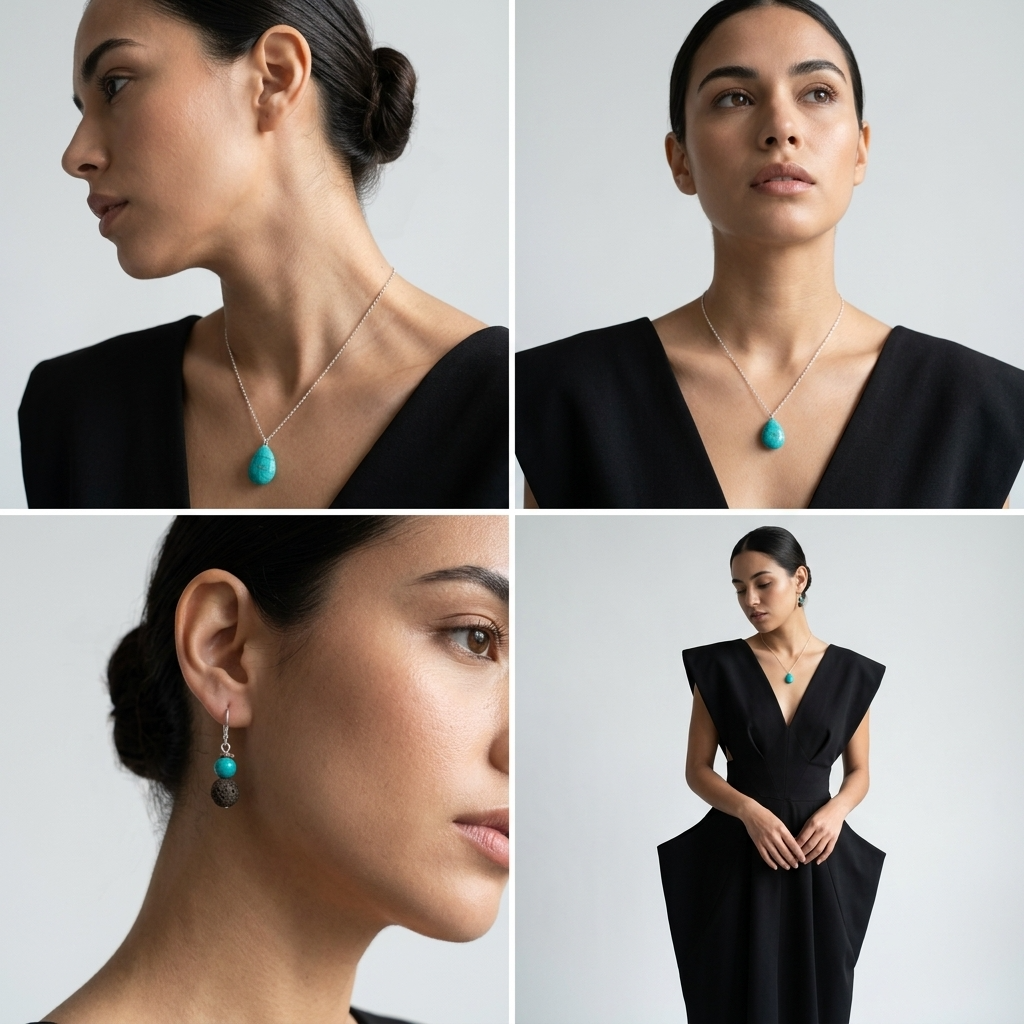 Turquoise Necklace & Earrings Set-3