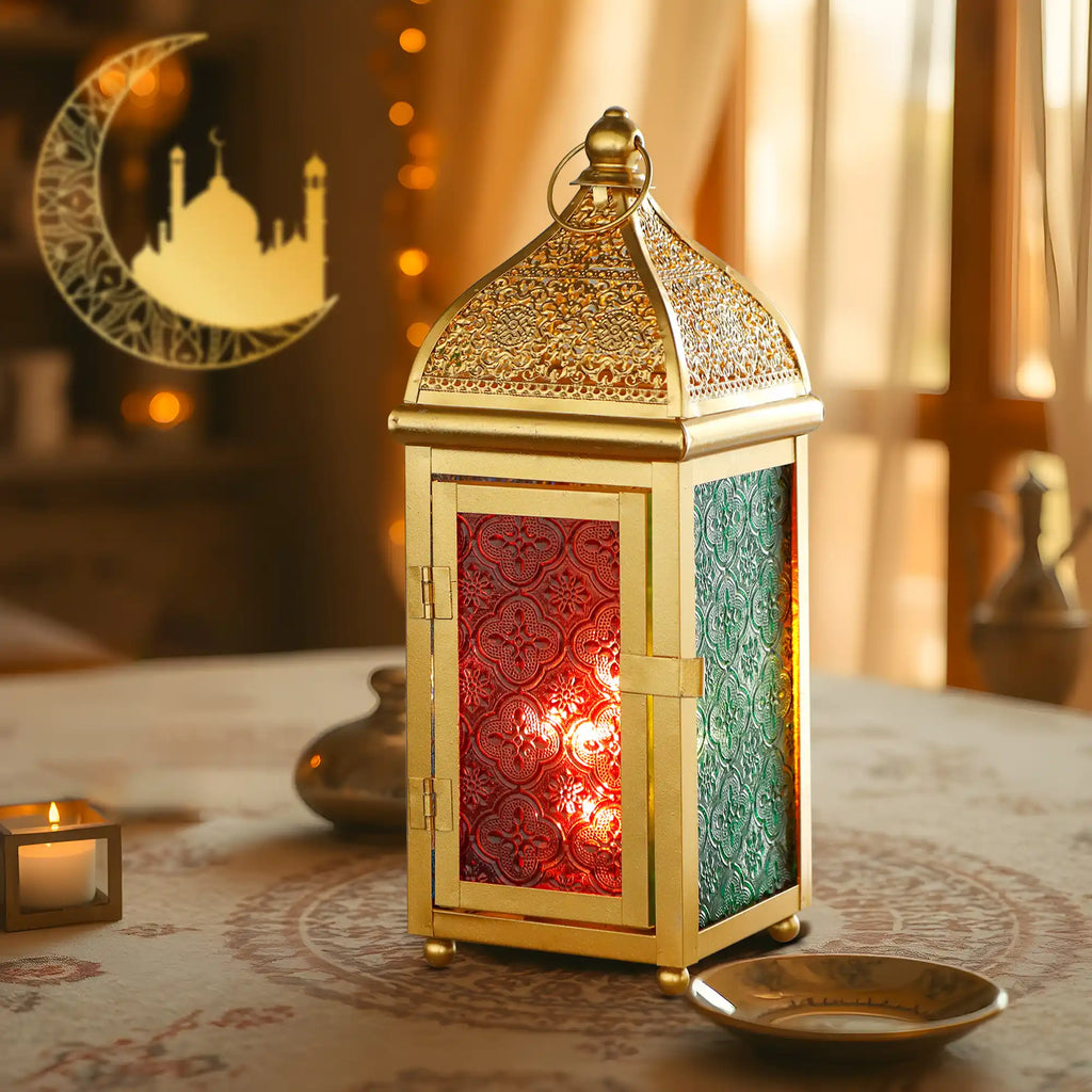 12'' Gold Moroccan Candle Lantern-0