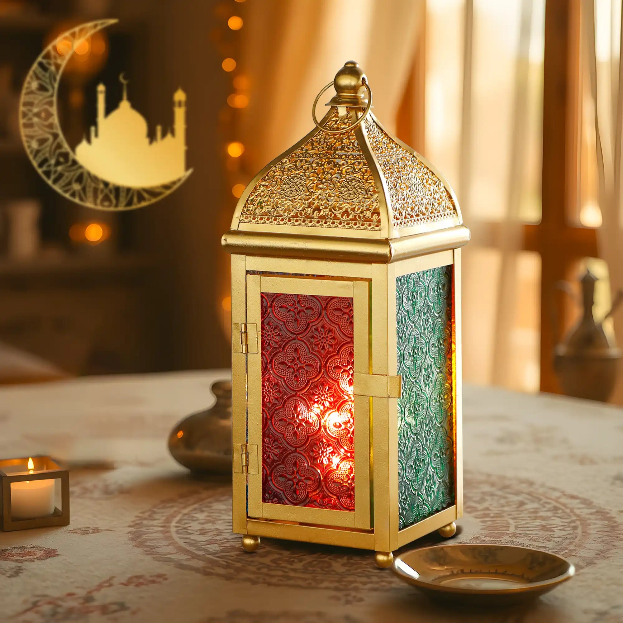 12'' Gold Moroccan Candle Lantern-0