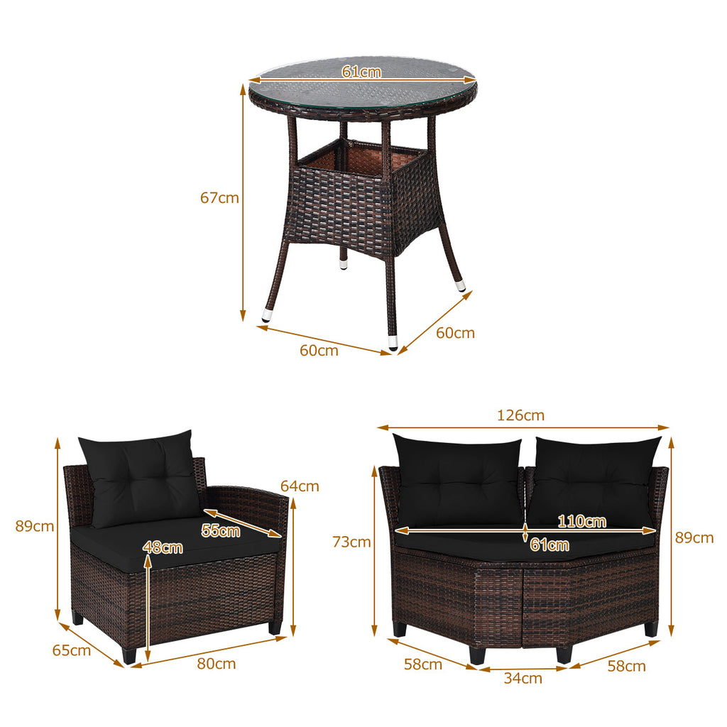 NNECW 4-Piece Patio Wicker Furniture Set with Cushion-Black-3