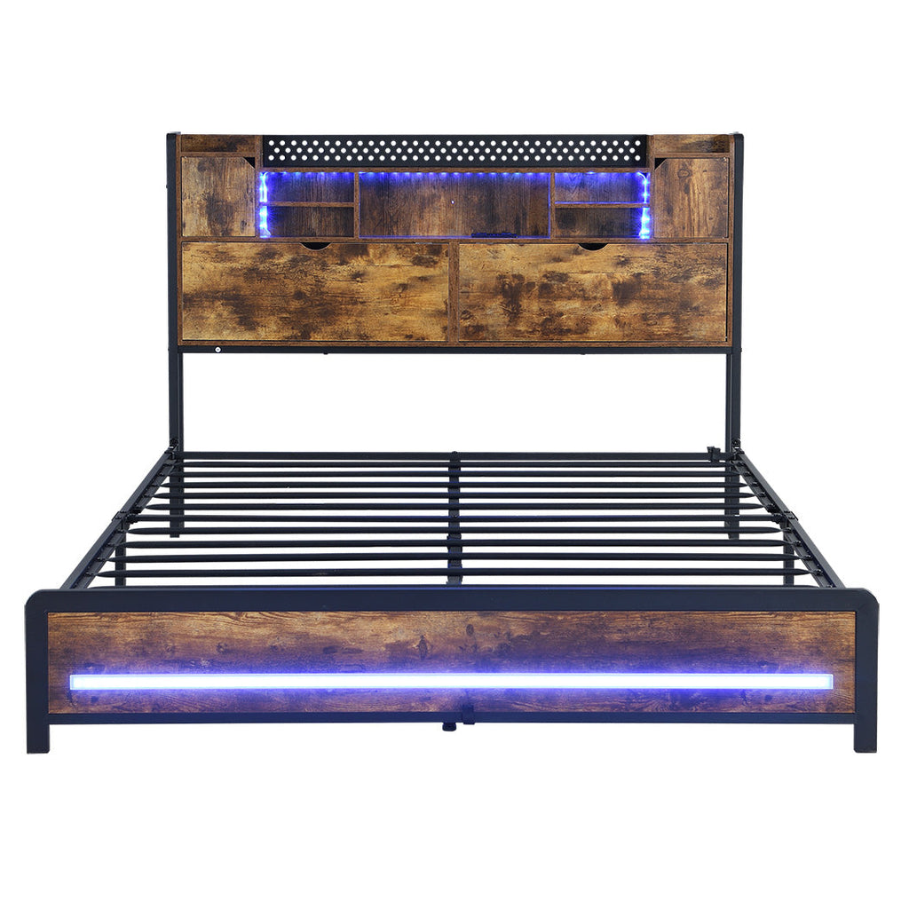 Levede Double Bed Frame Storage Headboard Industrial