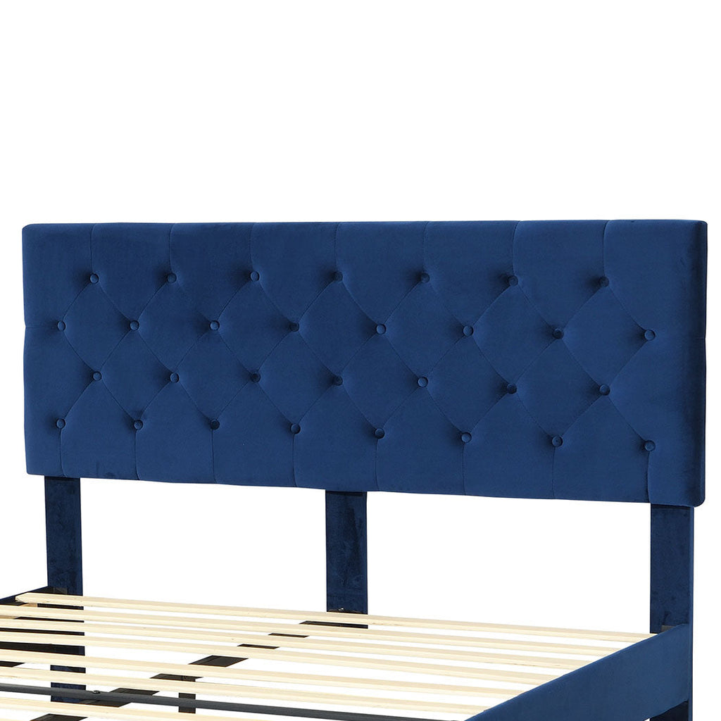 Levede Bed Frame Queen Size Mattress Blue