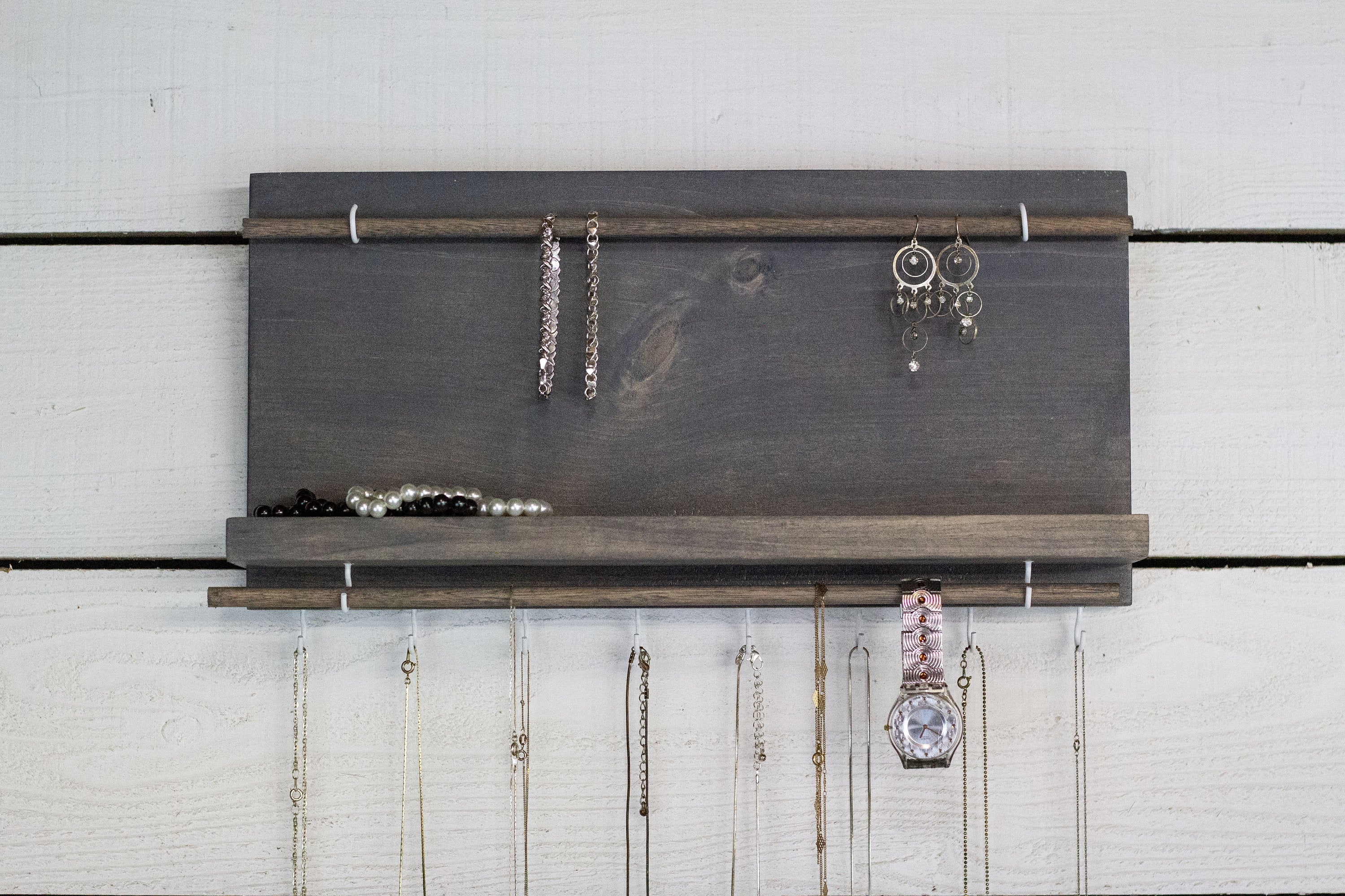Wall Mounted Jewelry Display with Shelf-2