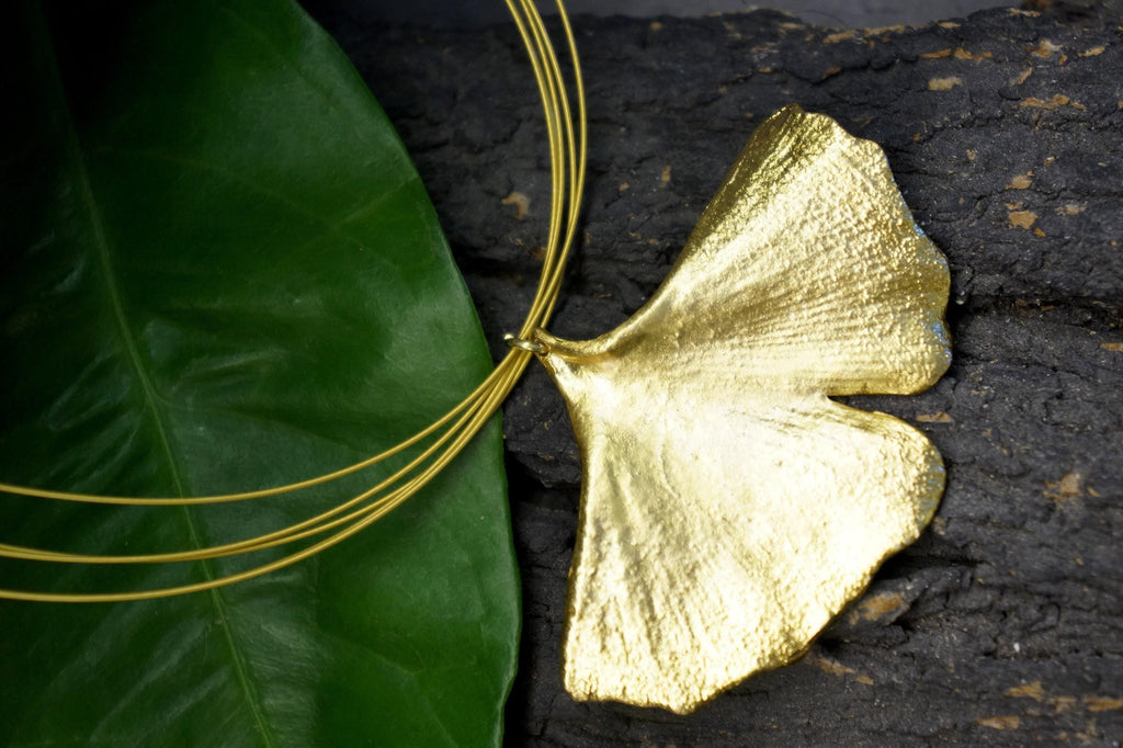 Ginkgo Leaf Necklace, Gold-Plated Sterling Silver Jewelry, Gold Pendant, Handmade Jewelry, Jewelry for Women, Birthday Gift, Gift for Her