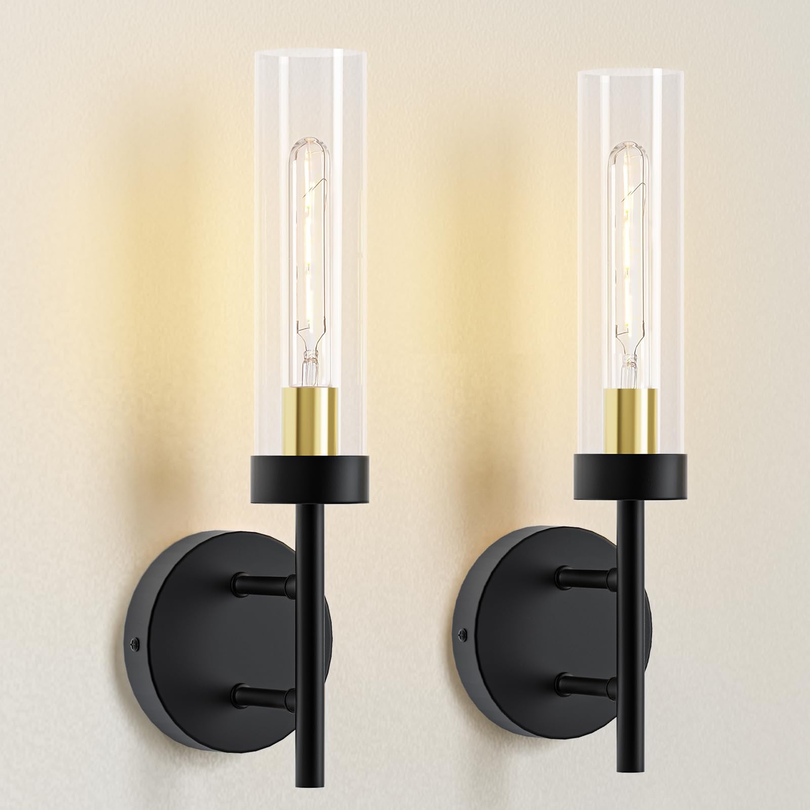 2PCS Glass Farmhouse Wall Lamp, Modern Bathroom Vanity Sconces Wall Lighting-1