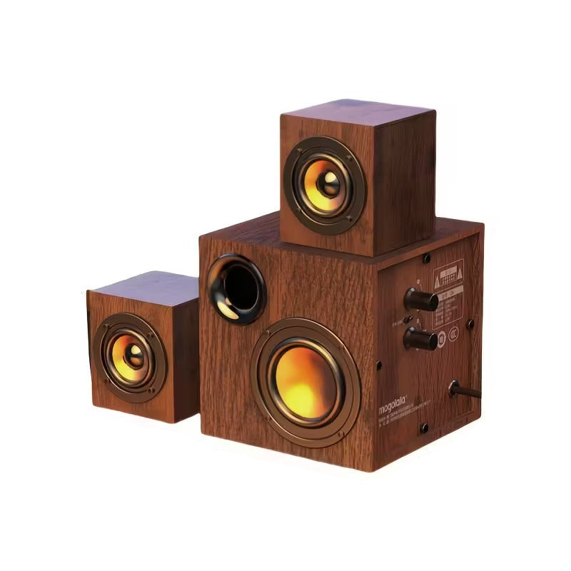 NNETM 3-in-1 Wooden Computer Speaker System High Sound-0