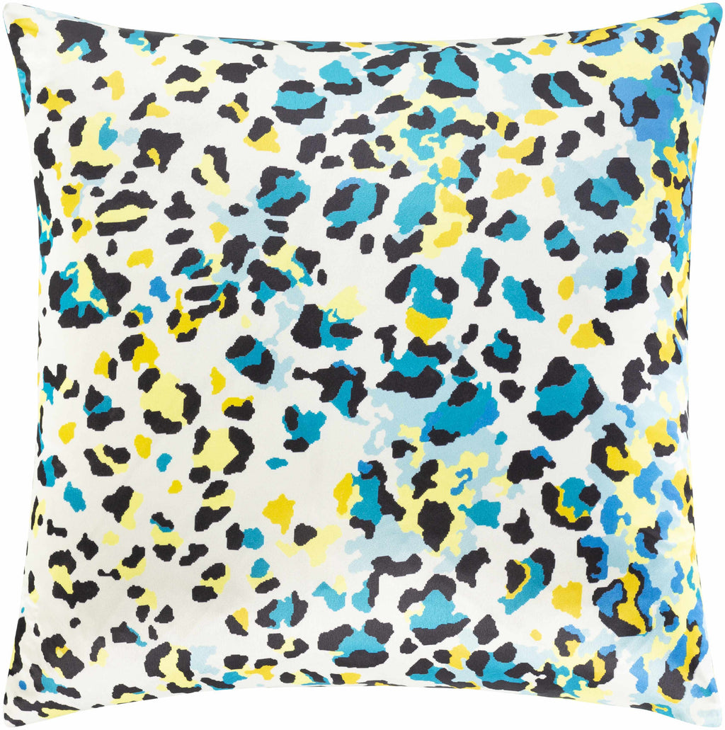 Korgan Blue Yellow Leopard Print Throw Pillow - Clearance-4