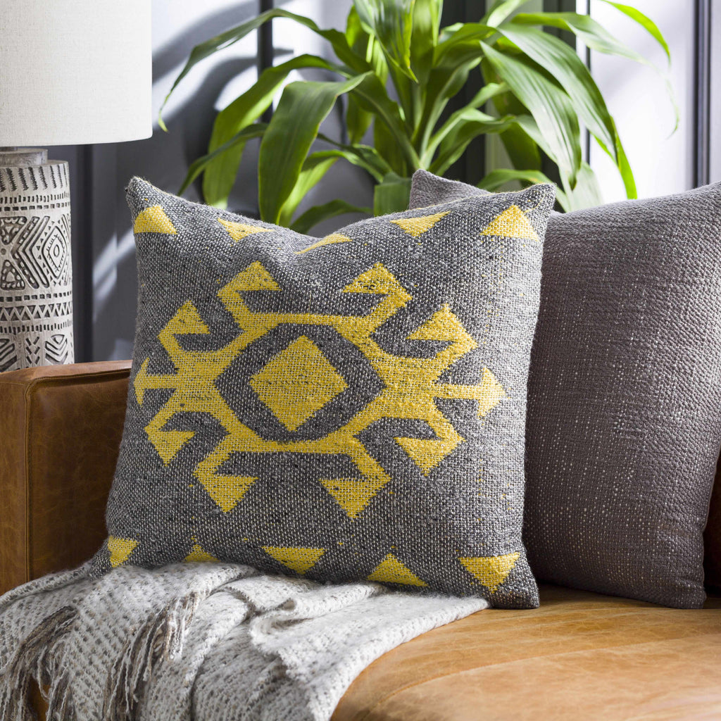 Koronadal Yellow&Grey Geometric Throw Pillow - Clearance-2