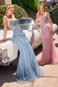 Strapless Silver Embellished Gown-0
