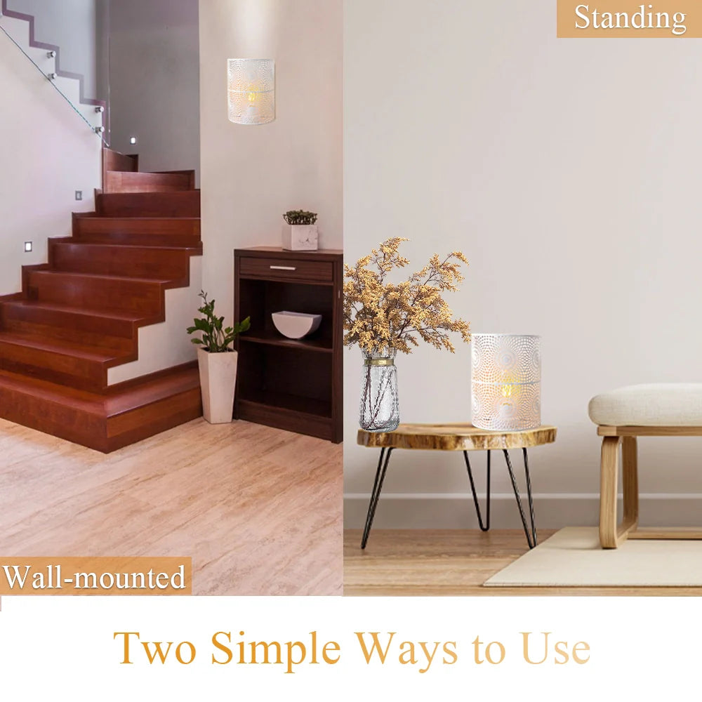 Set of 2 8''H Wall Battery Powered Lamp (Sunflow white)-4