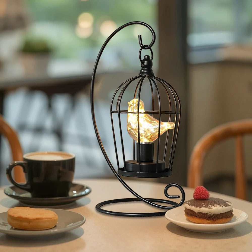 12" Tall Battery Operated Birdcage Lamp-0