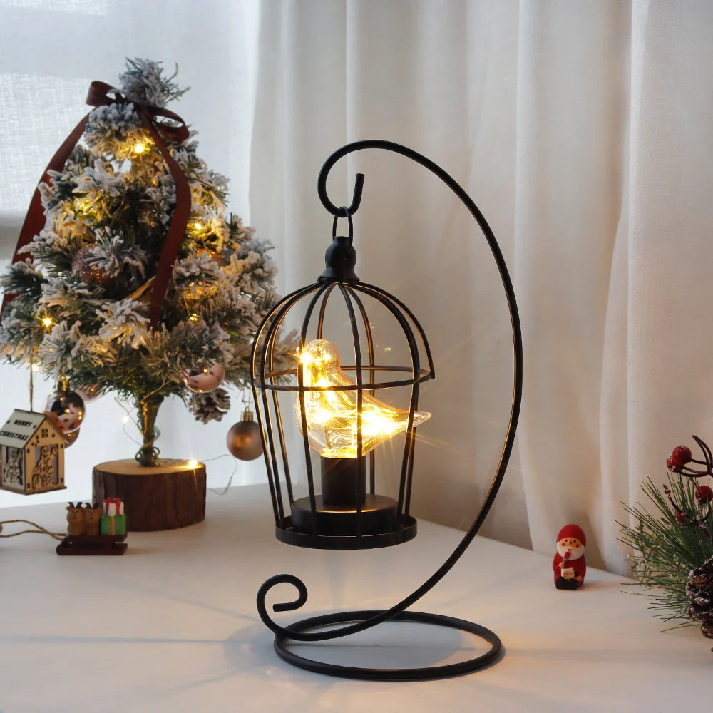 12" Tall Battery Operated Birdcage Lamp-2