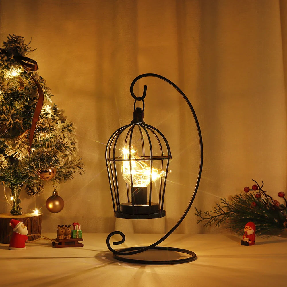 12" Tall Battery Operated Birdcage Lamp-3