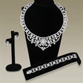 LO3291 - Rhodium Brass Jewelry Sets with AAA Grade CZ  in Clear-0