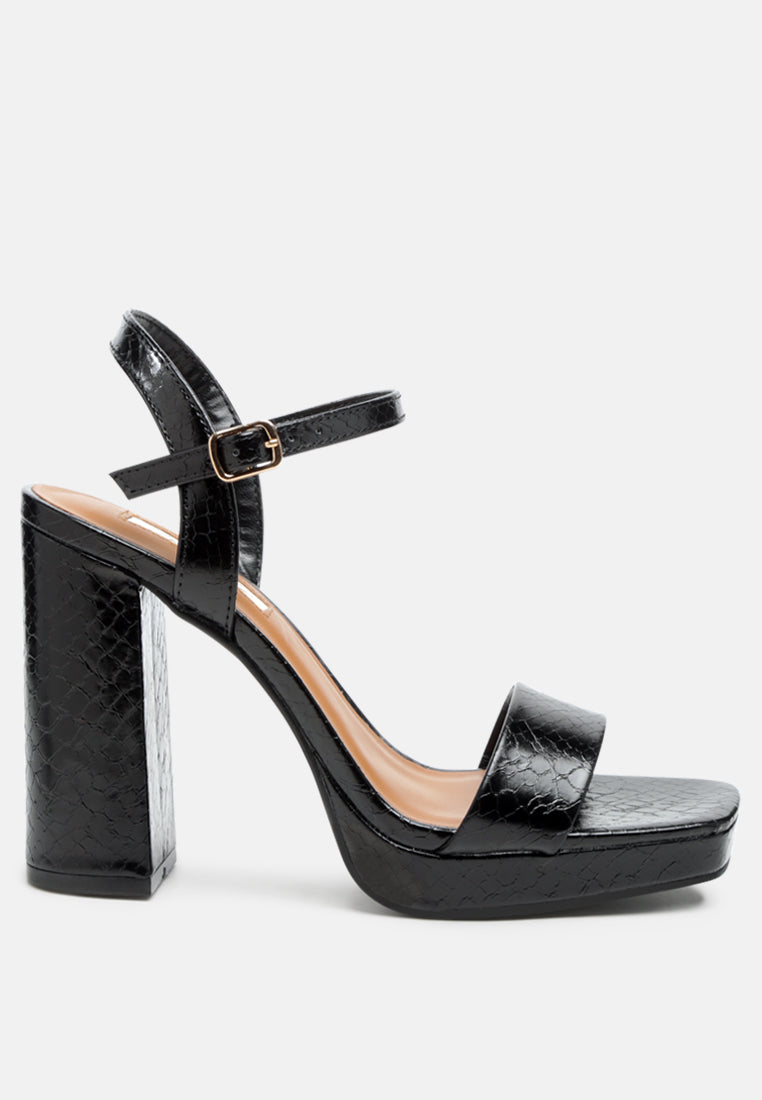 Merengue Textured High Block Heel Sandals-5