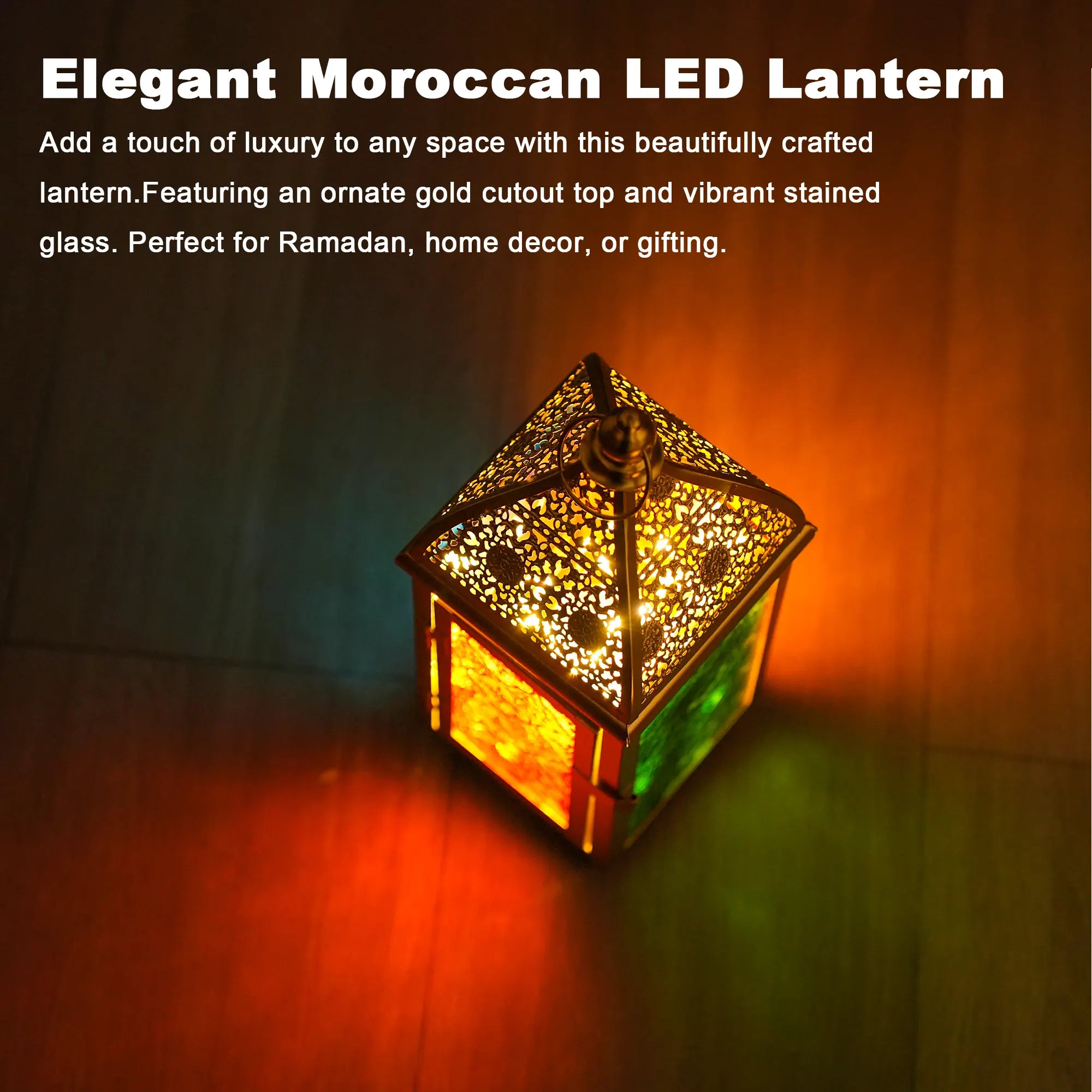 12'' Gold Moroccan Candle Lantern-4