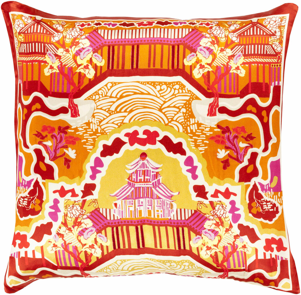 Mulino Orange&Yellow Pagoda Throw Pillow - Clearance-0
