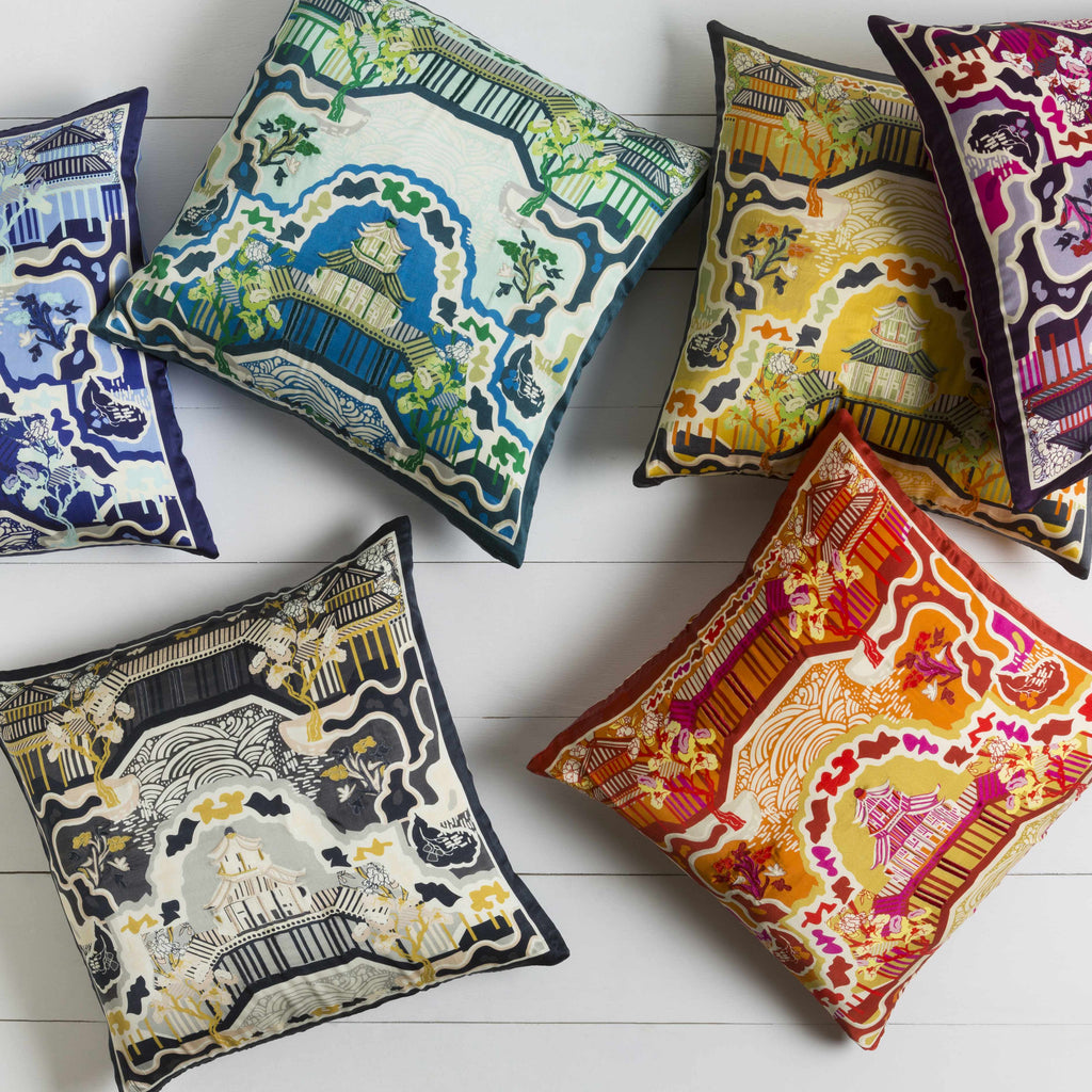 Mulino Orange&Yellow Pagoda Throw Pillow - Clearance-1