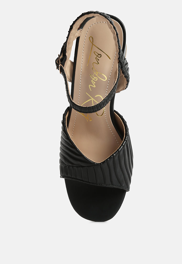 Nicholas Pleated Strap Block Heel Sandals-3