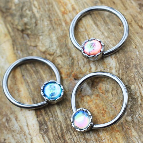 316L Stainless Steel Rainbow Rhinestone Captive Bead Ring Nipple Jewelry-1