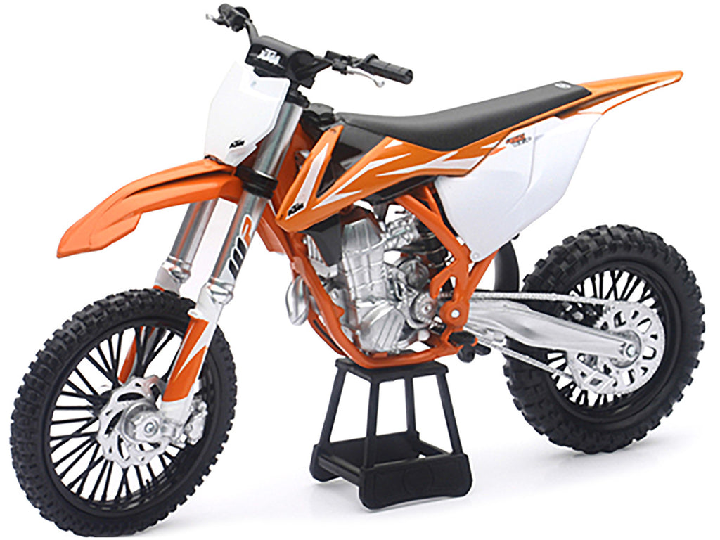 KTM 450 SX-F Dirt Bike Orange and White 1/10 Diecast Motorcycle Model by New Ray-1
