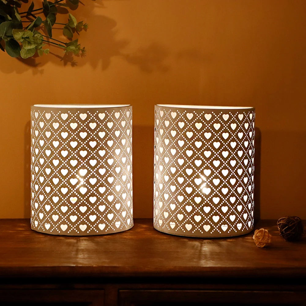 Set of 2 8''H Wall Sconce Lamp (Heart Shape white)-2