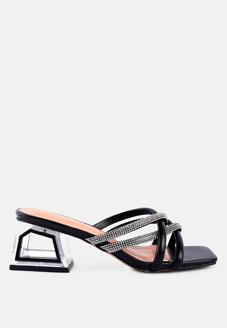Parisian Cut Rhinestone Embellished Strap Sandals-2