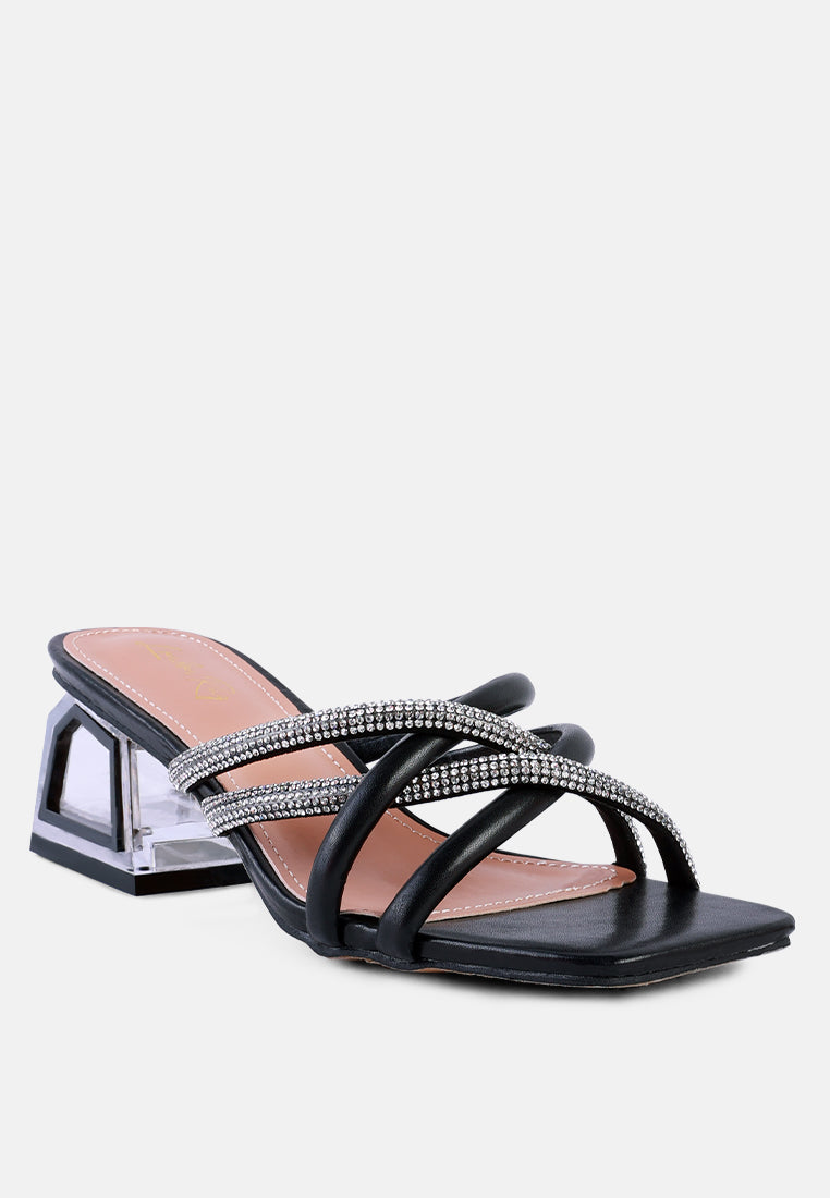 Parisian Cut Rhinestone Embellished Strap Sandals-3