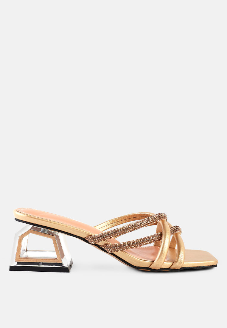 Parisian Cut Rhinestone Embellished Strap Sandals-0