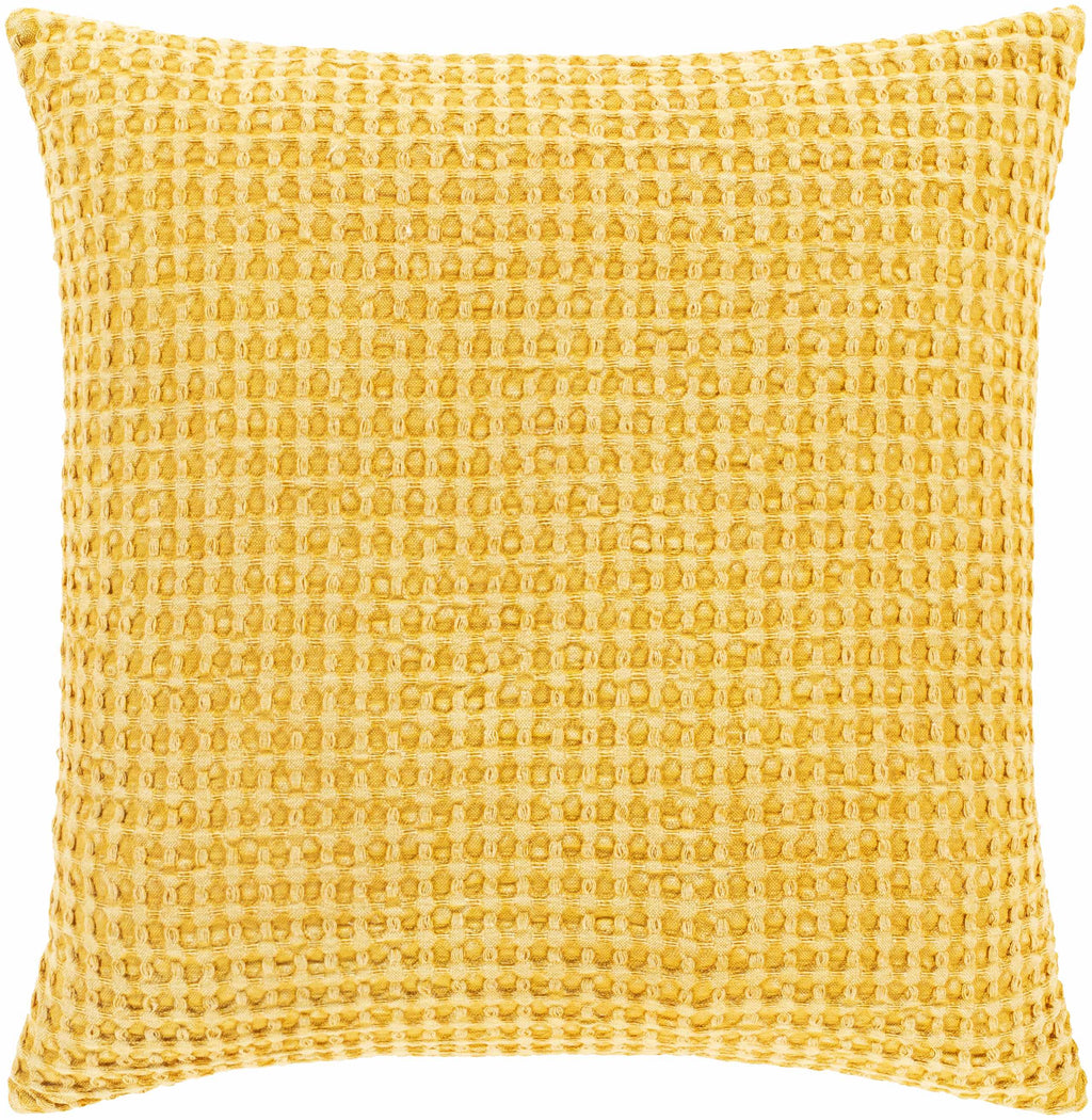 Paulding Textured Yellow Cotton Square Throw Pillow-1
