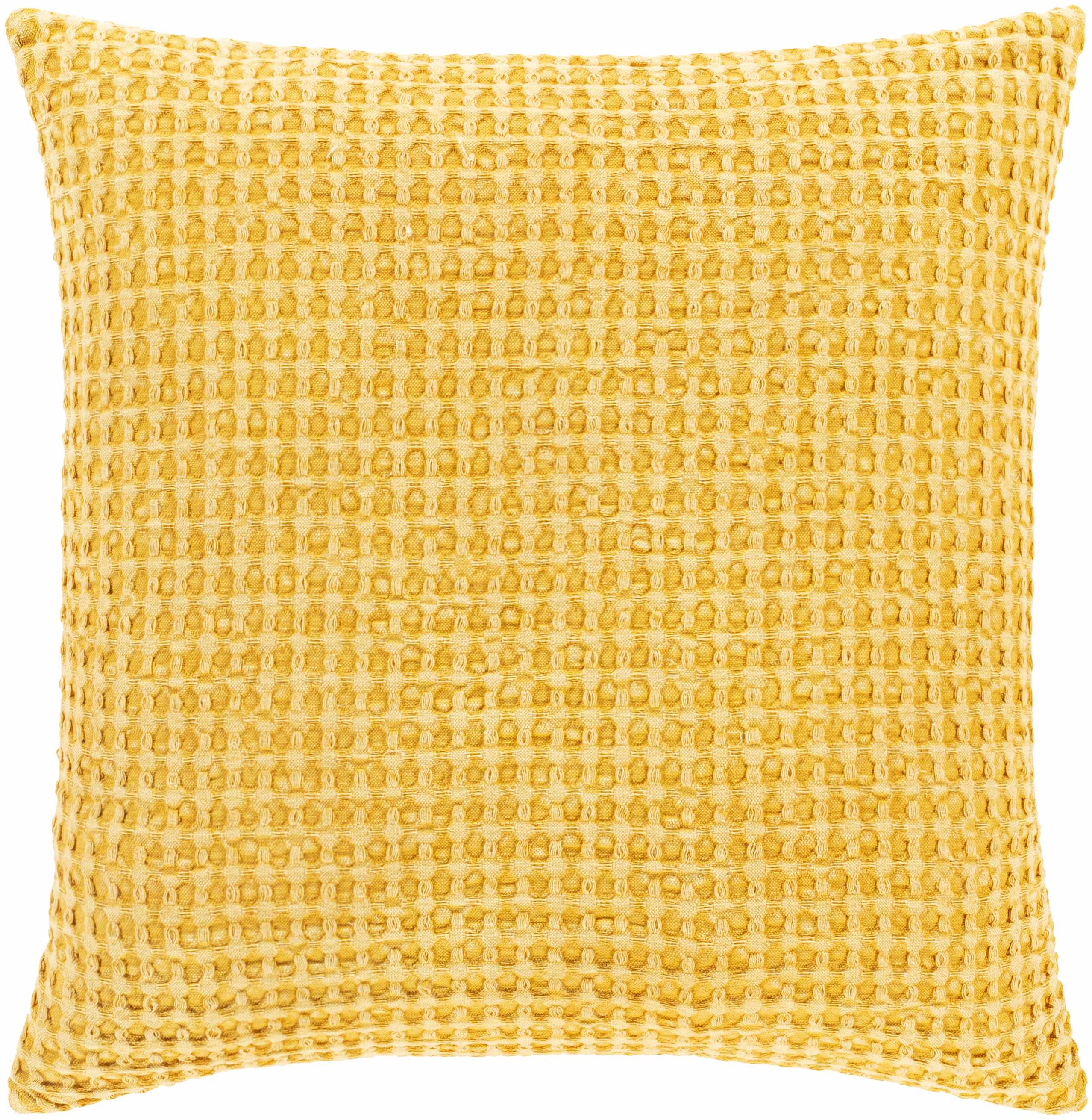 Paulding Textured Yellow Cotton Square Throw Pillow-1