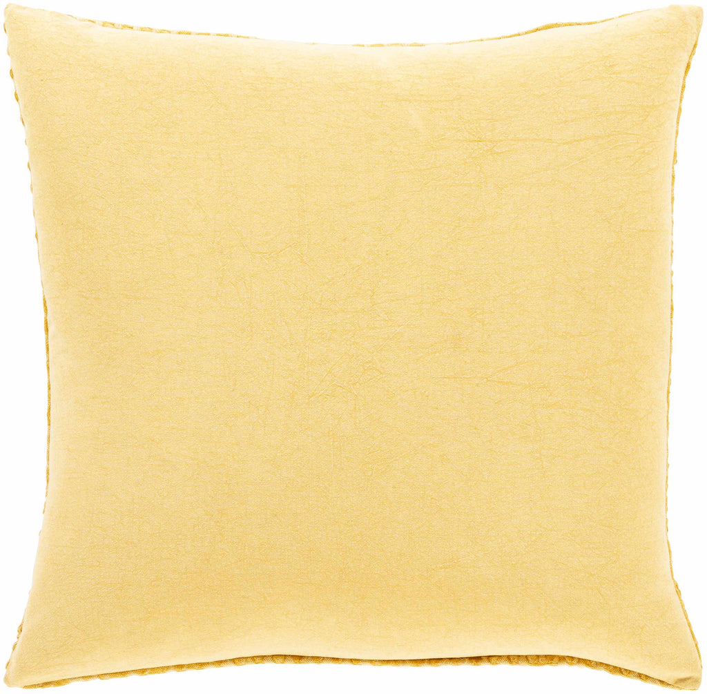 Paulding Textured Yellow Cotton Square Throw Pillow-4