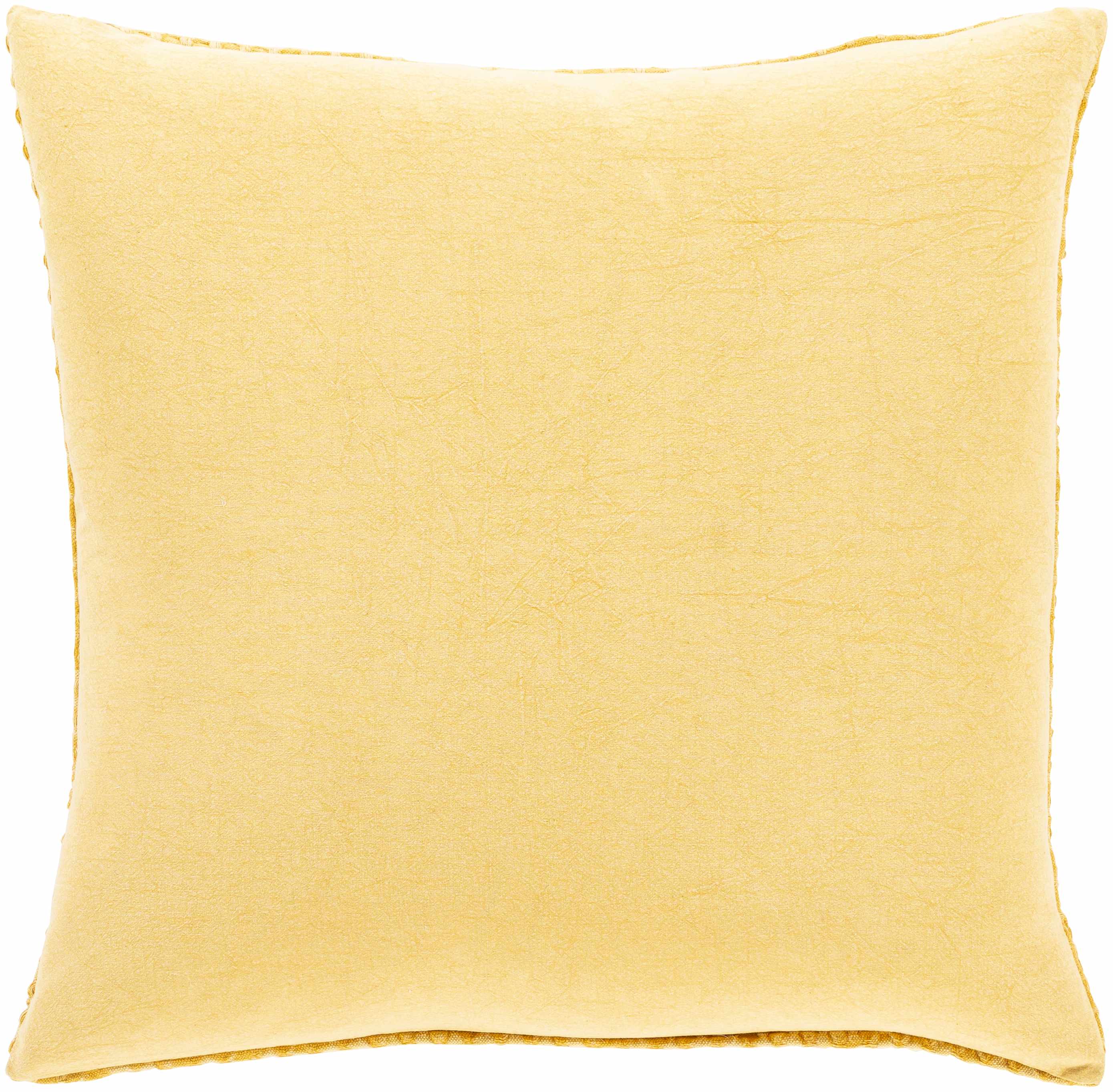 Paulding Textured Yellow Cotton Square Throw Pillow-4