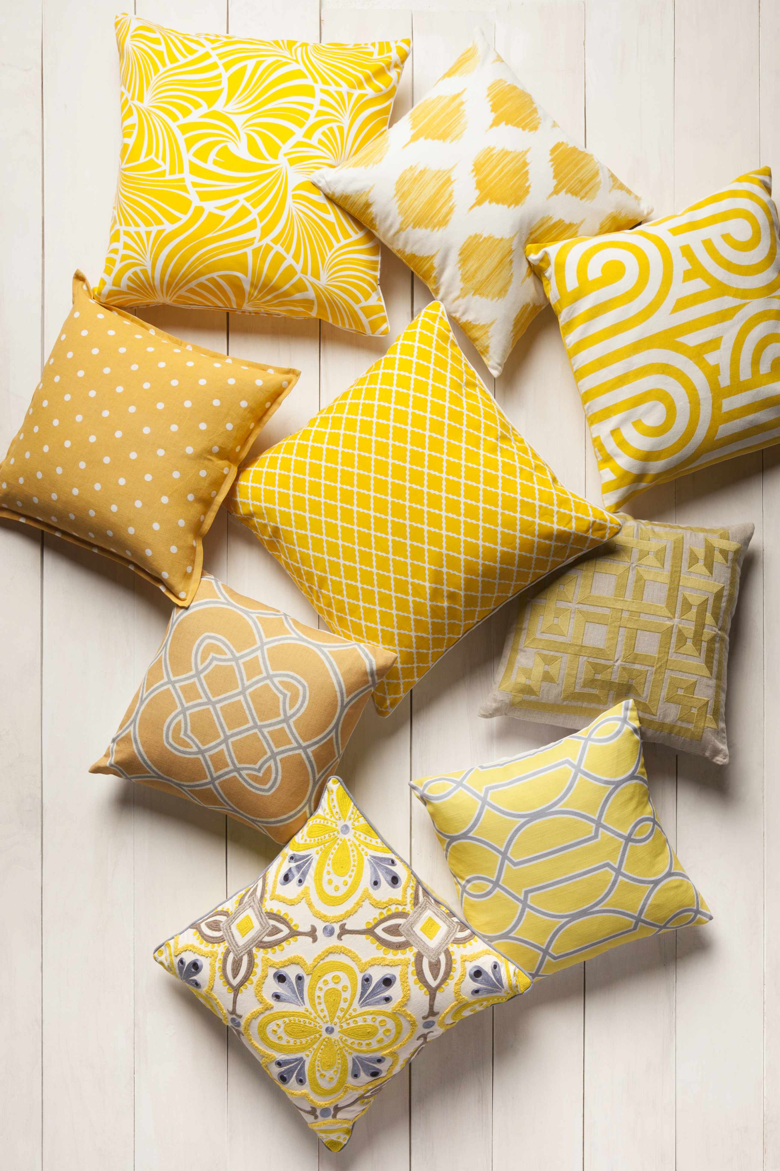 Rivett Yellow Geometric Pattern Throw Pillow - Clearance-2