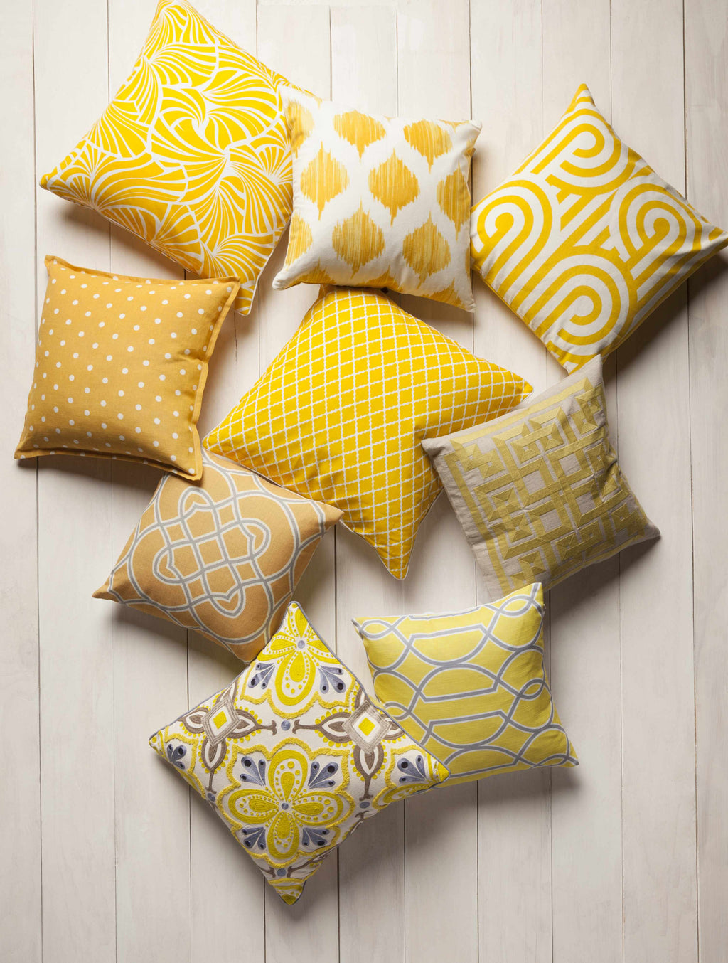 Rivett Yellow Geometric Pattern Throw Pillow - Clearance-1