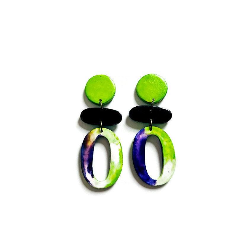 Purple & Neon Green Statement Jewelry Set