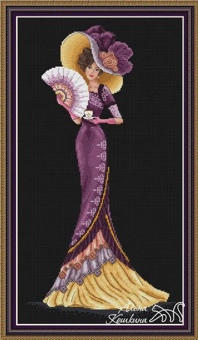 Lady with a fan - PDF Cross Stitch Pattern-0