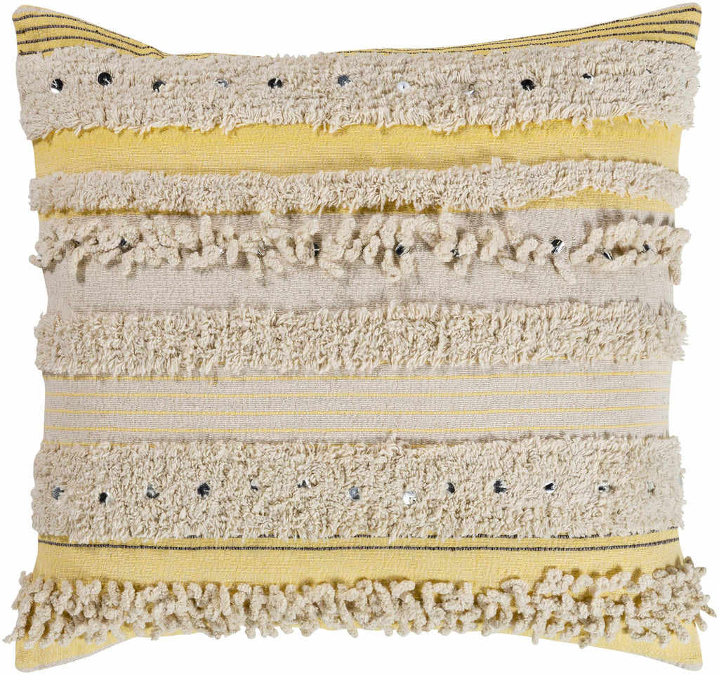 Rembrandt Yellow Textured Striped Accent Pillow-1