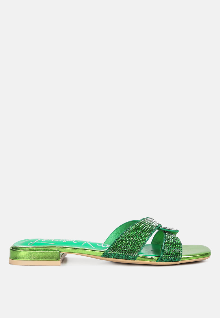 Rum Cake Cross Strap Rhinestone Sandals-0