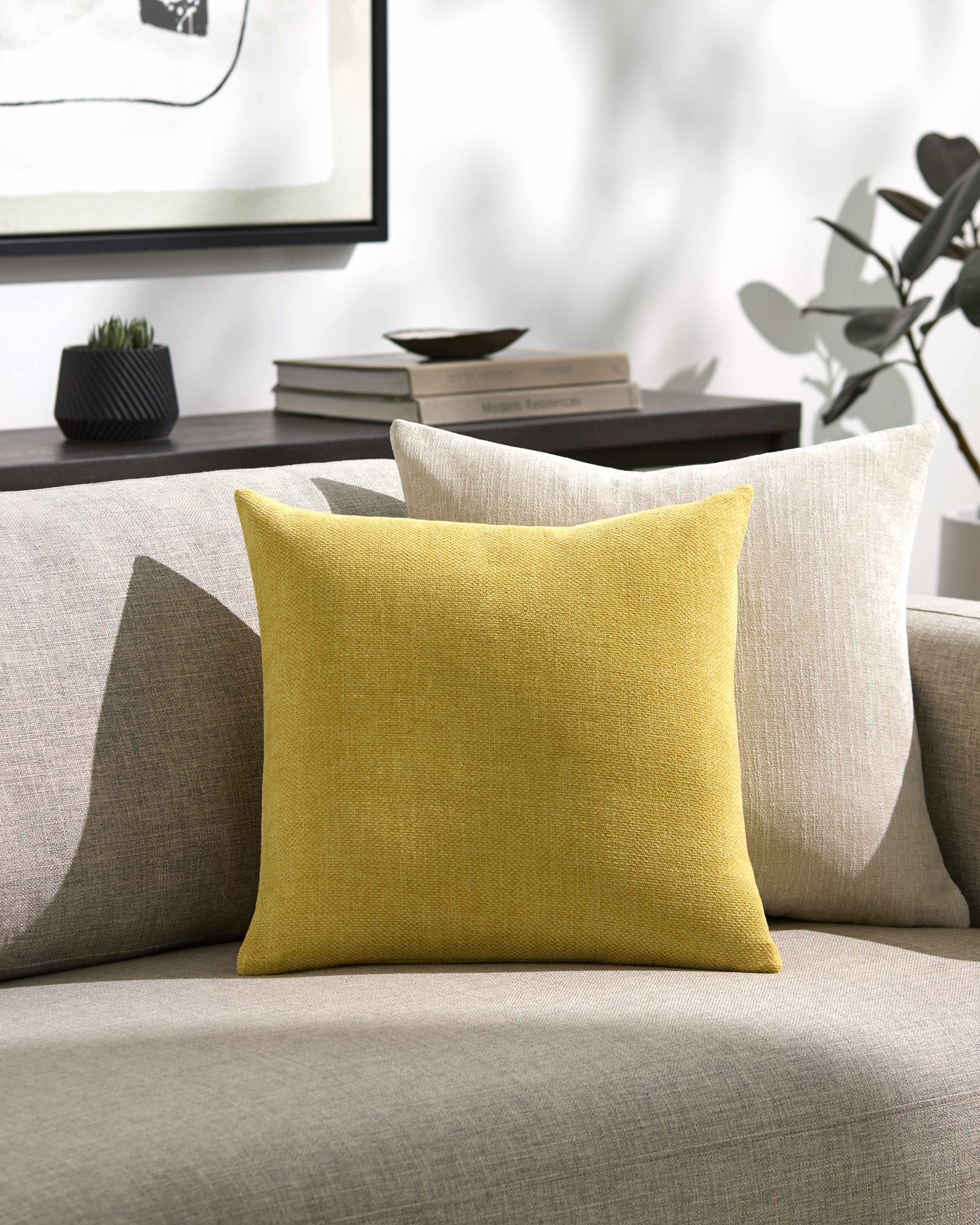 Reijo Yellow Linen Look Accent Pillow - Clearance-4
