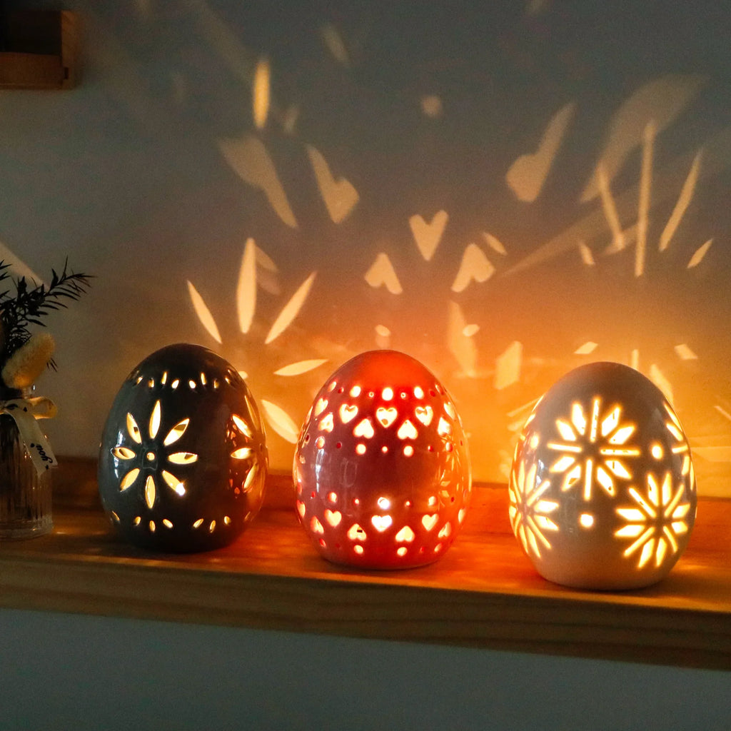 Set of 3 Ceramic Decorative Lamp 4" H(Egg)-4