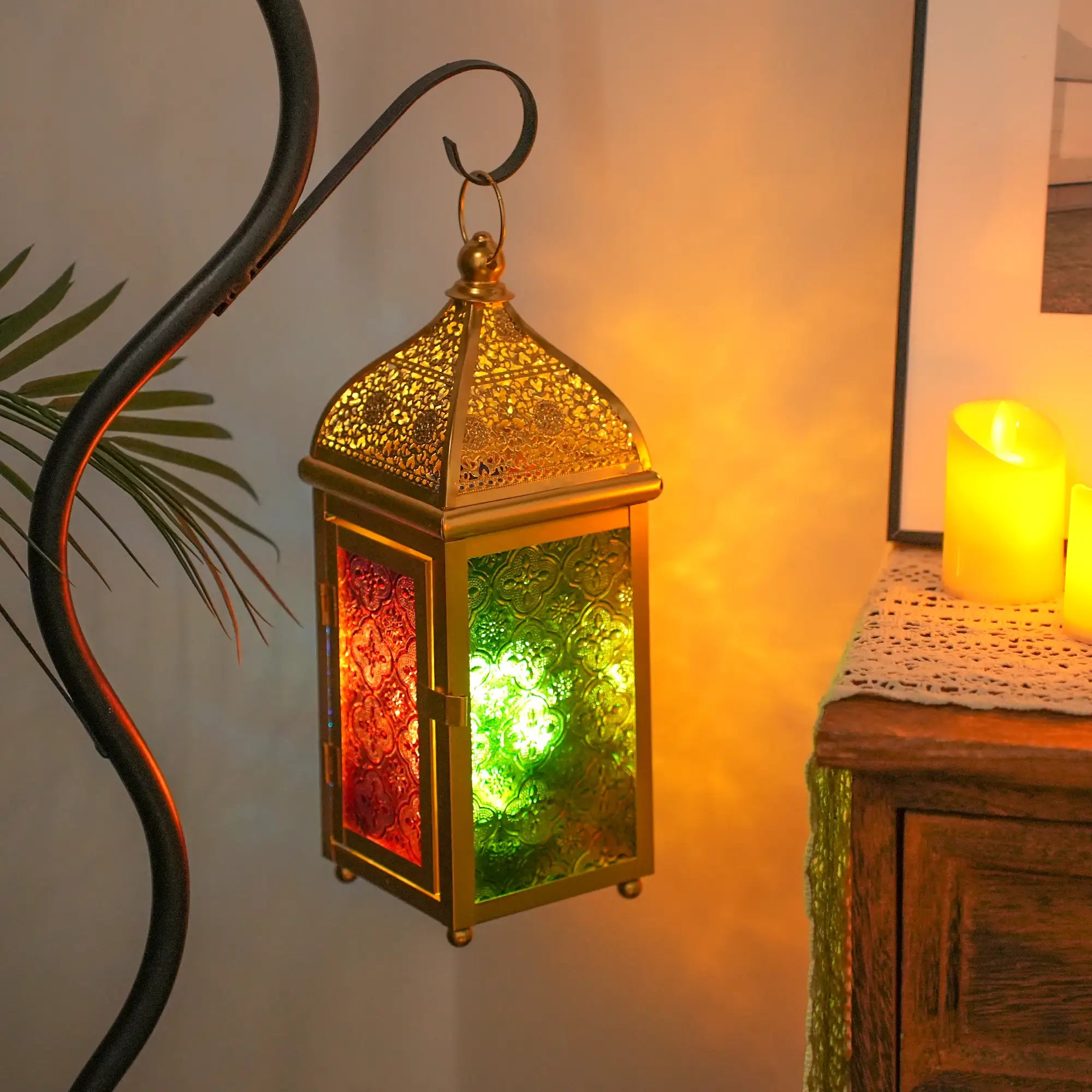 12'' Gold Moroccan Candle Lantern-2