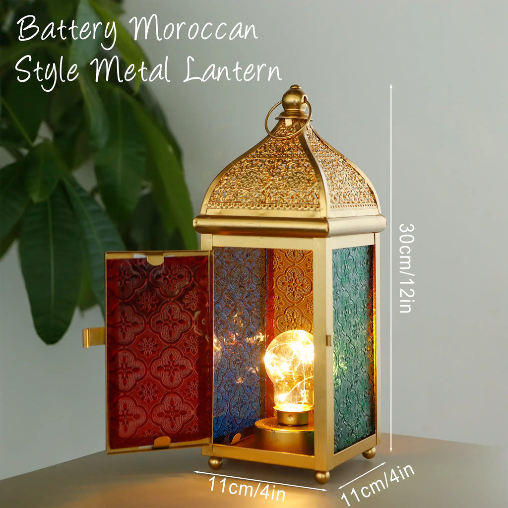 12'' Gold Moroccan Candle Lantern-3