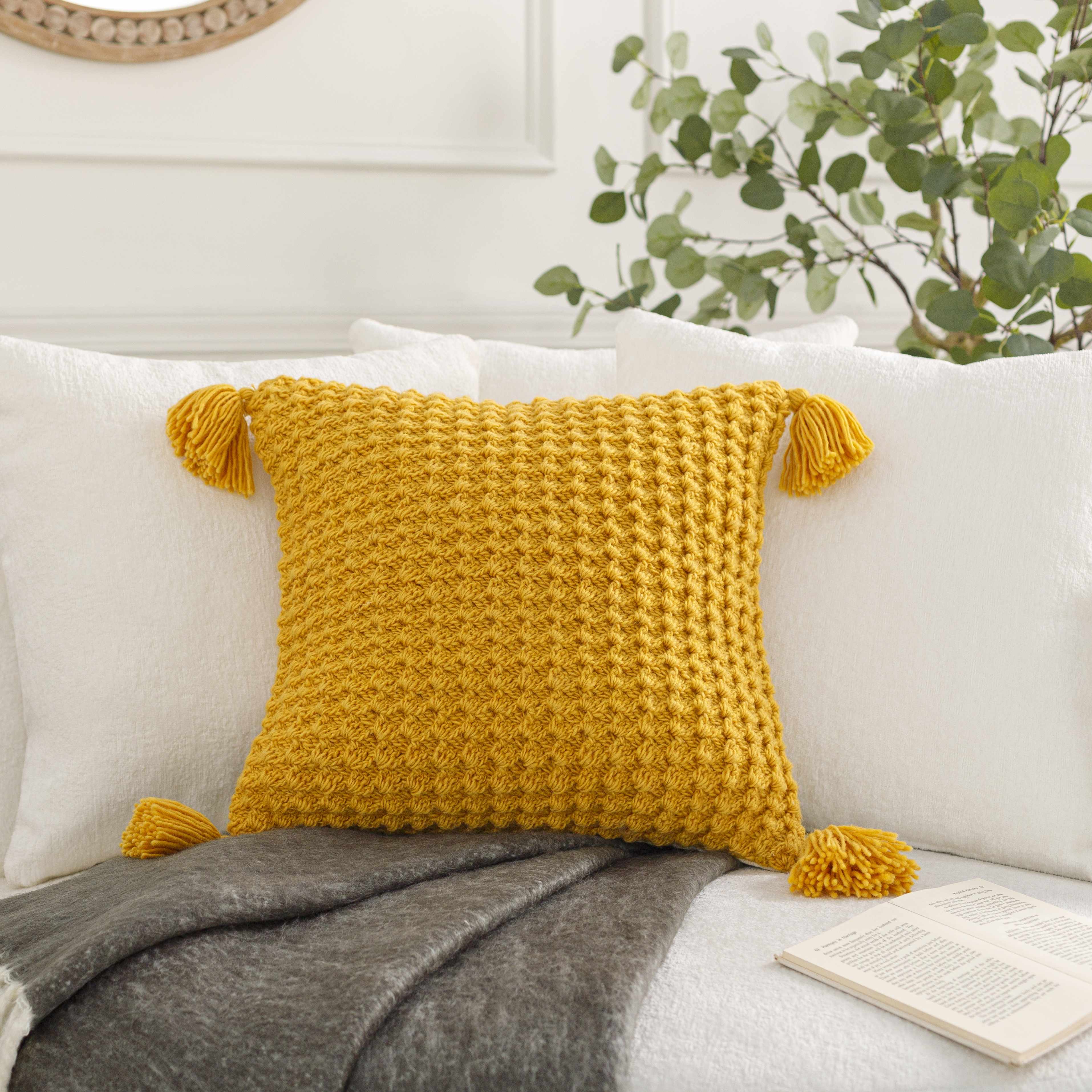 Litzy Mustard Yellow Throw Pillow - Clearance-4